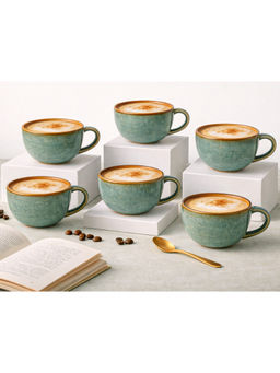 BODHI HOUSE - Green Premium Handcrafted Coffee Mugs (Pack of 6)