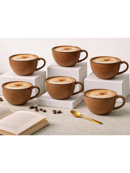 BODHI HOUSE - Brown Premium Handcrafted Coffee Mugs (Pack of 6)