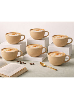 BODHI HOUSE - Beige Premium Handcrafted Coffee Mugs (Pack of 6)