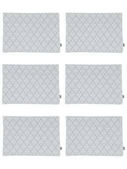 BIANCA - Grey Florence Premium Printed Cotton Dining Table Mats (Pack of 6) (6 Seater)