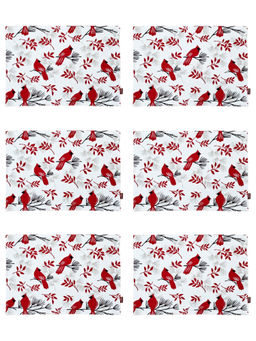 BIANCA - White Florence Premium Printed Cotton Dining Table Mats (Pack of 6) (6 Seater)