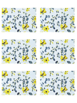 BIANCA - White Florence Premium Printed Cotton Dining Table Mats (Pack of 6) (6 Seater)