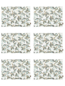 BIANCA - Grey Florence Premium Printed Cotton Dining Table Mats (Pack of 6) (6 Seater)