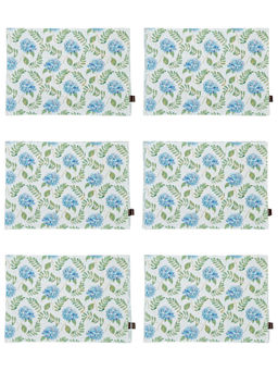 BIANCA - White Florence Premium Printed Cotton Dining Table Mats (Pack of 6) (6 Seater)