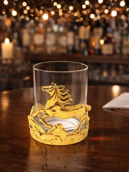 Smokey Cocktail - Gold Horse Metal Animal Whiskey Glasses (Pack of 2)