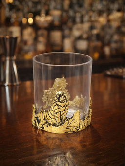 Smokey Cocktail - Gold Tiger Metal Animal Whiskey Glasses (Pack of 2)