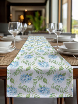 BIANCA - White Printed Cotton Table Runner