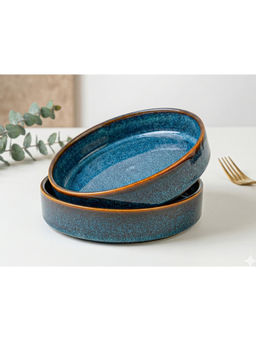 BODHI HOUSE - Navy Blue Stackable Ceramic Salad Bowls (Pack of 2)