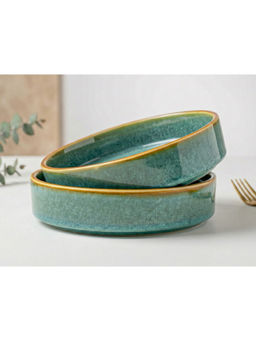 BODHI HOUSE - Green Stackable Ceramic Salad Bowls (Pack of 2)