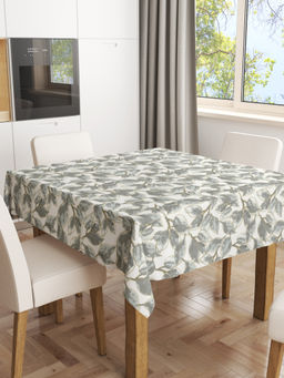 BIANCA - Grey Printed Cotton Dining Table Cover (4 Seater)
