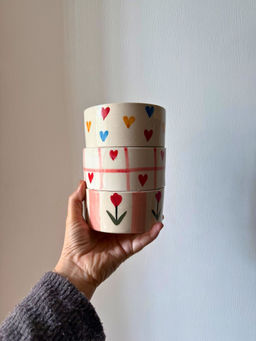 WEAVING HOMES - Beige Heart & Bloom Bowls (Pack of 3)