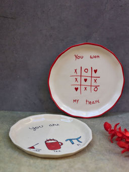 WEAVING HOMES - Beige You Won My Heart & Cutie Pie Plates (Pack of 2)