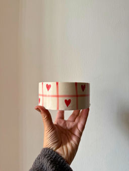 WEAVING HOMES - Beige Chequered Heart Bowl