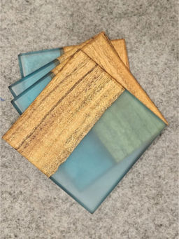 Wewood - Elegant Aqua Blue Epoxy Resin Coasters (Pack of 4)