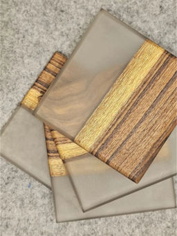 Wewood - Grey Elegant Transparent Black Epoxy Resin Coasters (Pack of 4)