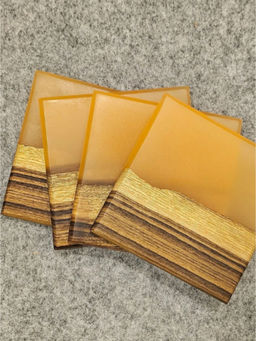 Wewood - Yellow Elegant Orange Epoxy Resin Coasters (Pack of 4)