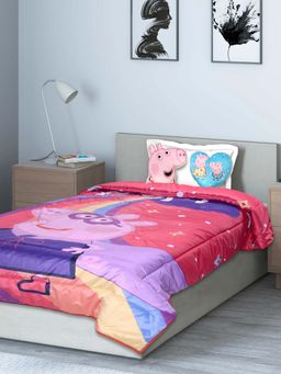 Saral Home - Peppa Pig Velvet & Cotton AC Quilt with 2 Cushions Pink