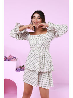 Moonstruck - White Polka Dots Double Layered Cotton Dress