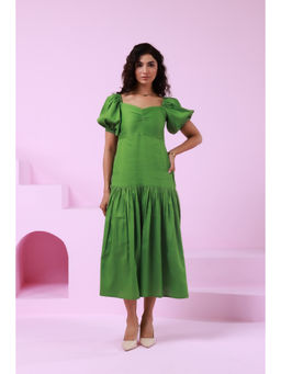Moonstruck - Forest Green Fit & Flared Midi Dress