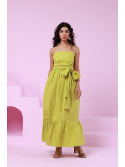 Moonstruck - Green Tube Double Maxi Dress with Belt (Set of 2)
