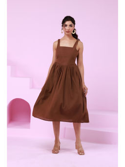 Moonstruck - Brown Corest Fit Sleeveless Midi Dress