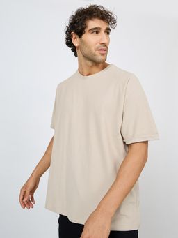 Styli - Waffle Knit Oversized T-Shirt with Half Sleeve