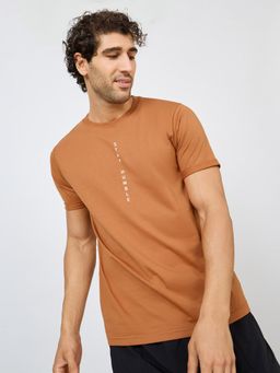 Styli - Slogan Print Regular Fit T-Shirt with Half Sleeve