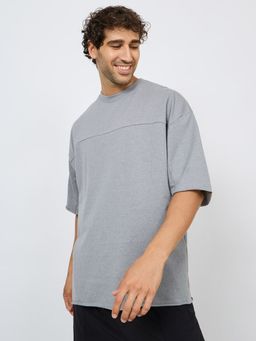 Styli - Terry Boxy Fit T-Shirt with Raw Sleeve & Hem Detail