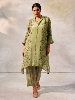 Basil Leaf - Pista Green Kurta with Pant and Dupatta (Set of 3)
