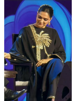 Masaba - Black Kinara Kurta with Pant and Dupatta (Set of 3)