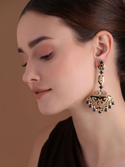 Shaze - Gold Rhodium-Plated American Diamond Diaphanous Drop & Dangle Earrings For Women