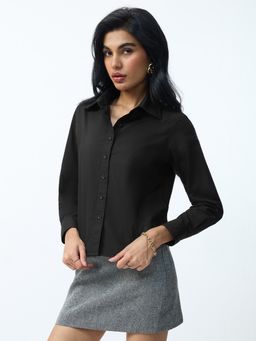The Souled Store - Women Statement Shirt: Urban Black Solid Shirt