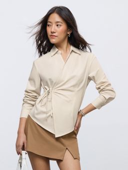 The Souled Store - Women Cream Easy Solids Relaxed Top