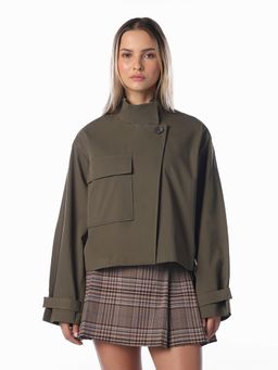 ONLY - Women Solid Regular Fit Olive Jacket