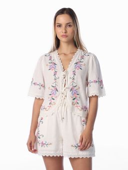 ONLY - Women Embroidery Regular Fit White Top