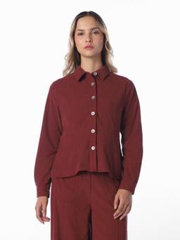 ONLY - Women Textured Maroon Shirt