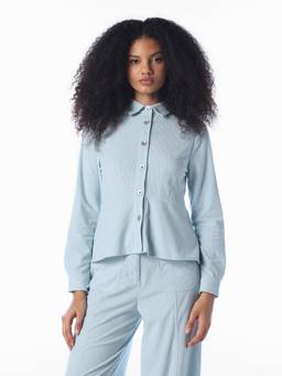 ONLY - Women Textured Blue Shirt