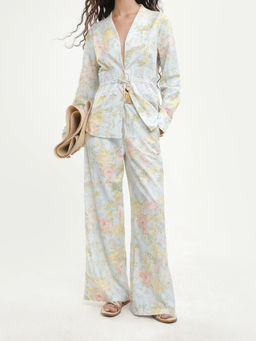 RAREISM - Floral Pastel Blue Women Pant