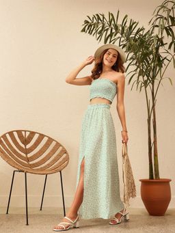 STREET 9 - Green Smocked Top with Skirt