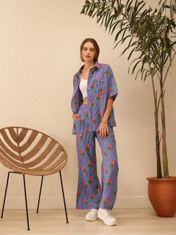 STREET 9 - Blue Printed Shirt with Pant
