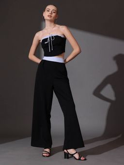 STREET 9 - Women's Black Crop Top with Pant