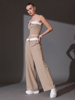 STREET 9 - Beige Crop Top with Pant
