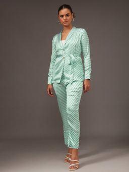 STREET 9 - Striped Green Shirt and Pant with Belt