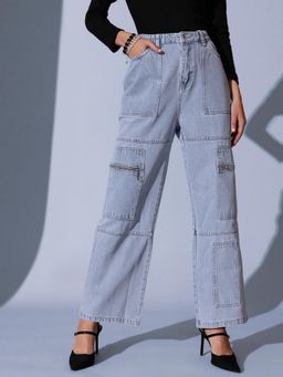 STREET 9 - Blue Wide Leg Cargo Jean