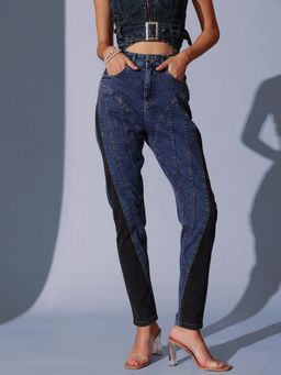 STREET 9 - High Waist Panel Blue Jeans