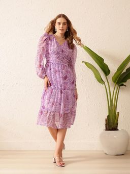 STREET 9 - Lavender V-Neck Dress