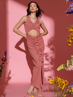 STREET 9 - Pink Knitted Frill Dress