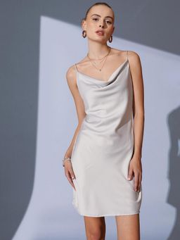 STREET 9 - Silver Cowl Neck Dress