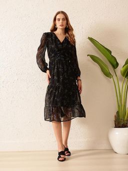 STREET 9 - Black V-Neck Dress