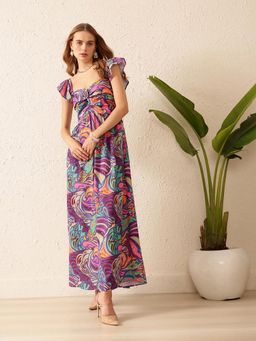 STREET 9 - Purple Knotted Printed Dress